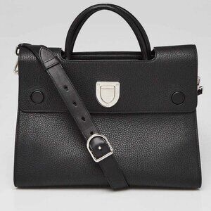 Christian Dior Black Pebbled Leather Medium Diorever Bag